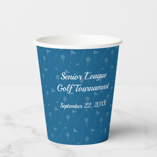 Vasos De Papel Corporate Blue Grey Golf Pattern - Paper Cup (Anverso)