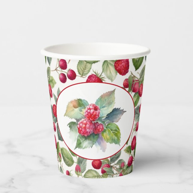 Vasos De Papel Cosas Lindas de Fresas Acuarela (Anverso)