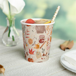 Vasos De Papel Cosecha de Otoño Acogedor