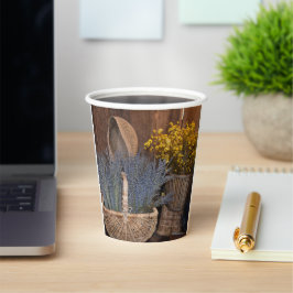 Vasos De Papel Cosecha Rústica de Lavanda