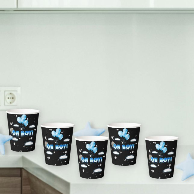 Vasos De Papel Cosmic Galaxy Night Blue Balloons Baby Shower Cute (Subido por el creador)