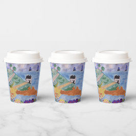 Vasos De Papel Costa de verano y tazas de papel de flores