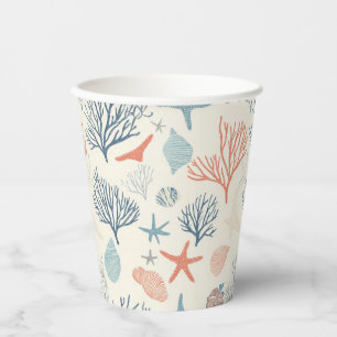 Vasos De Papel Costa Rústica - Aguas marinas, pez estrella, arrec