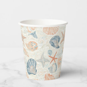 Vasos De Papel Costa Rústica - Aguas marinas, pez estrella, arrec