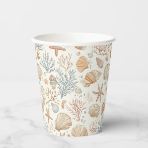 Vasos De Papel Costa Rústica - Aguas marinas, pez estrella, arrec