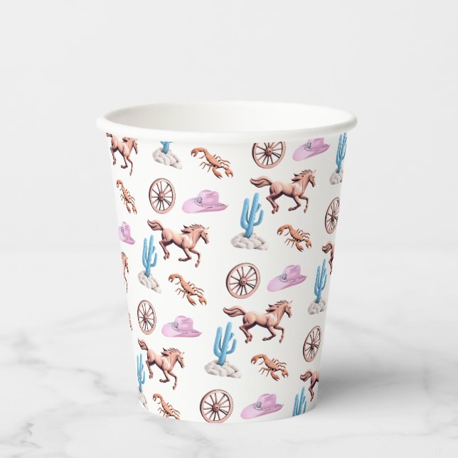 Vasos De Papel Cottoncandy Western Theme Cowgirl Party Art (Anverso)