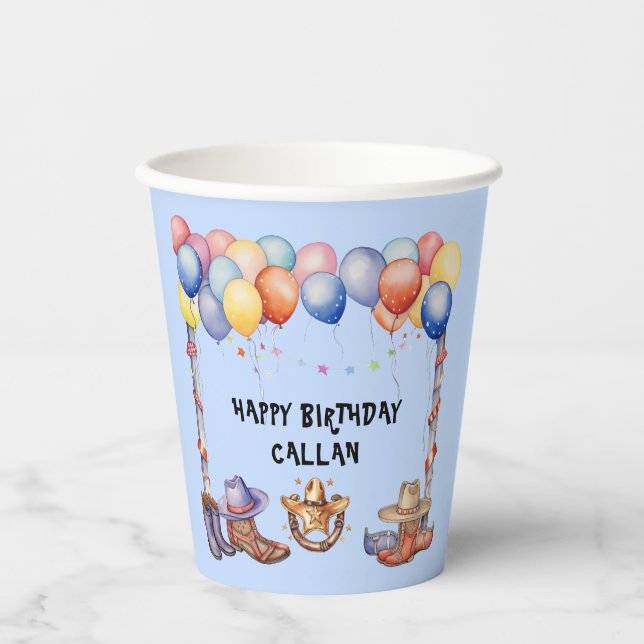 Vasos De Papel Country Western Cowboy Happy Birday Paper cup (Anverso)