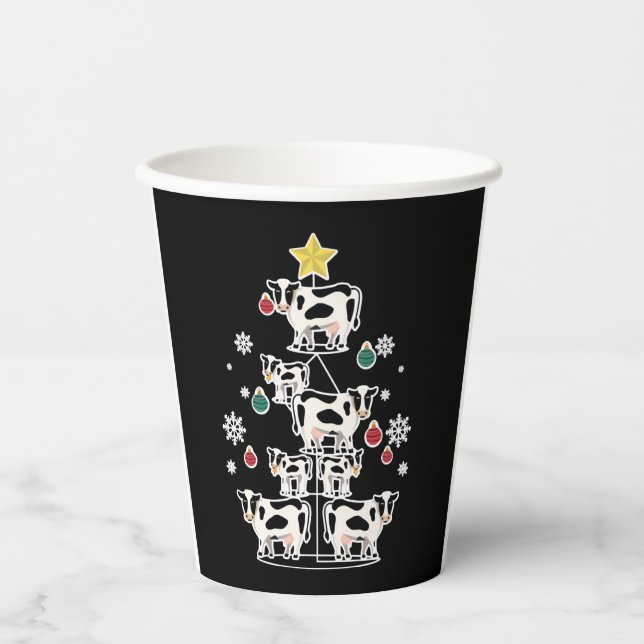 Vasos De Papel Cow Ugly Christmas Tree design Ornament Decour (Anverso)