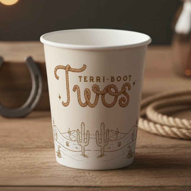 Vasos De Papel Cowboy 2nd Birthday Party Terri-Boot Twos Western (Subido por el creador)