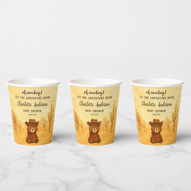Vasos De Papel Cowboy Baby Shower Paper Cups Rustic Style (Multi)