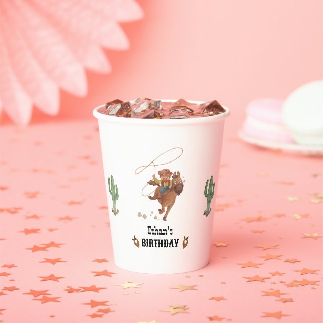 Vasos De Papel Cowboy Birthday Rodeo Fiesta (in situ)