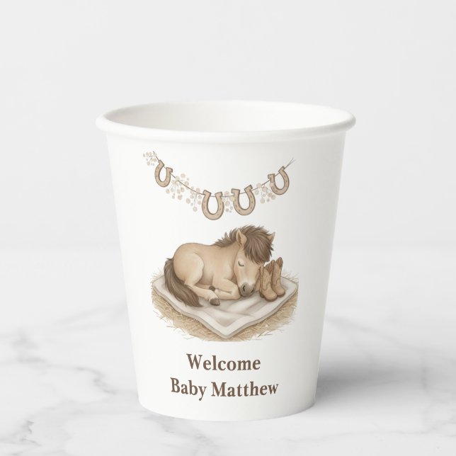 Vasos De Papel Cowboy Boots and Foal Baby Shower (Anverso)