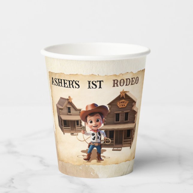 Vasos De Papel Cowboy Cute Personalizado Eco Friendly Reutilizabl (Anverso)
