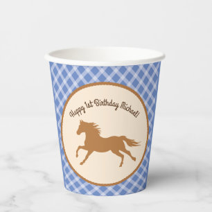 Vasos De Papel Cowboy Horse Pony Cute Kids Primer Fiesta de cumpl