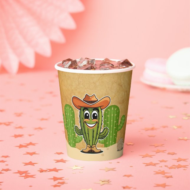 Vasos De Papel Cowboy Little Cactie Cactus Baby Shower (in situ)