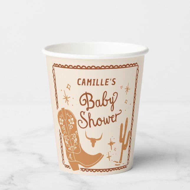 Vasos De Papel Cowboy Western Boy Baby Shower (Reverso )