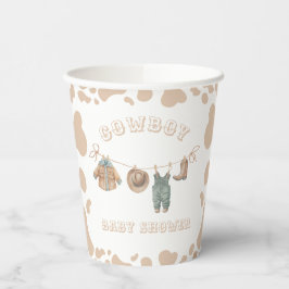 Vasos De Papel Cowboy Western Light Brown Boy Baby Shower
