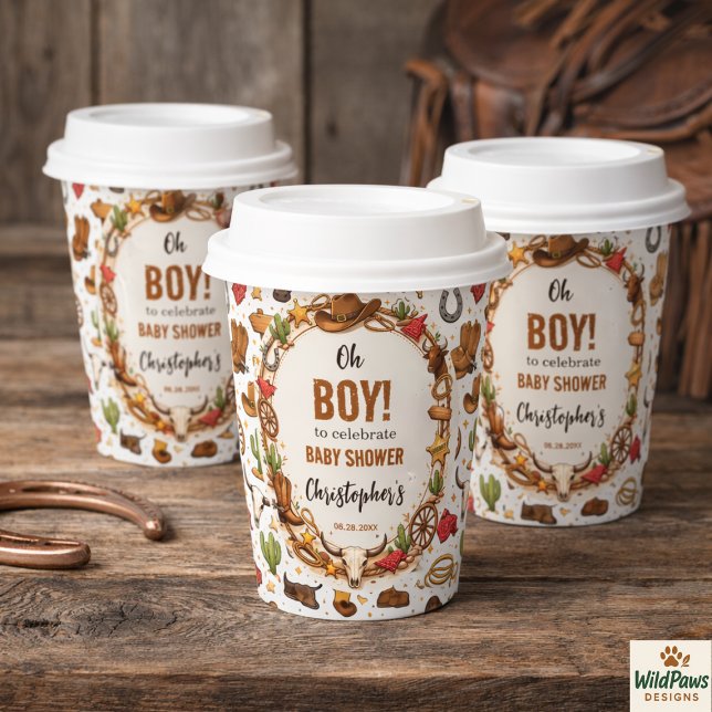 Vasos De Papel Cowboy Wild West Rodeo Ranch | Rustic Western Baby (Cowboy Wild West Rodeo Ranch | Rustic Western Baby Paper Cups)