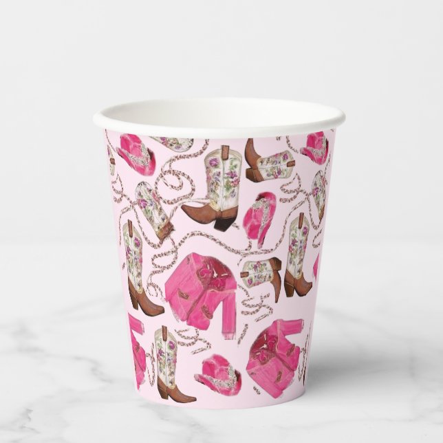 Vasos De Papel cowgirl pattern style (Anverso)