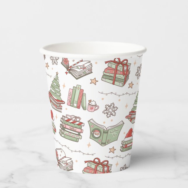 Vasos De Papel Cozy Christmas Book Lover  (Anverso)