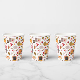 Vasos De Papel Cozy Fall Icons & Harvest Whimsy