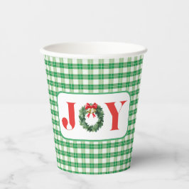 Vasos De Papel Cozy Green Plaid Christmas Joy