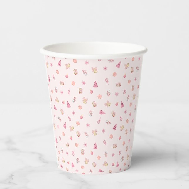 Vasos De Papel Cozy Pink Christmas Pattern (Anverso)