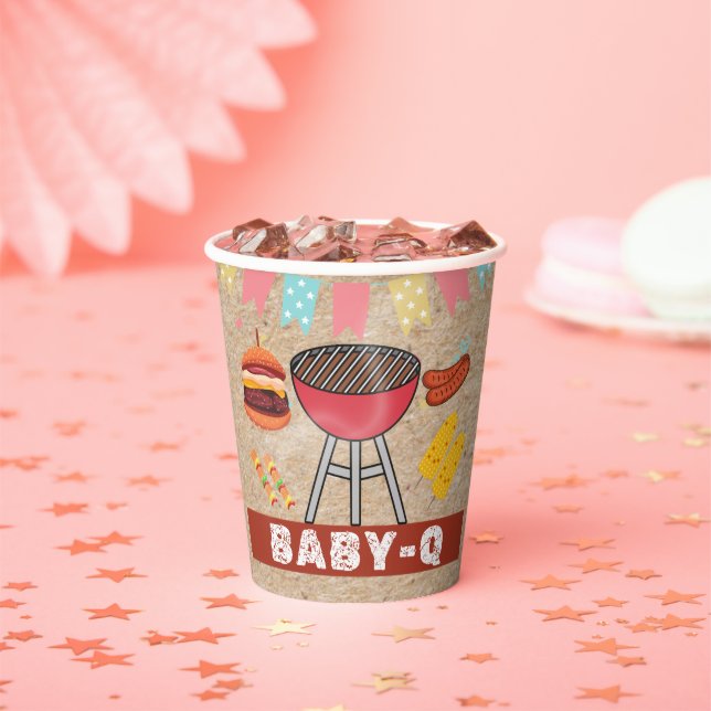 Vasos De Papel Craft Baby Q Grill Baby Shower (in situ)