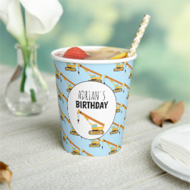 Vasos De Papel Crane Construction Truck Boy Birthday Party