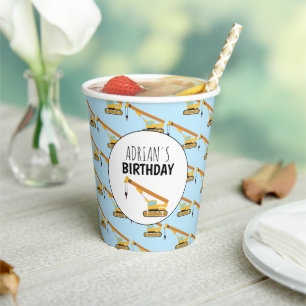 Vasos De Papel Crane Construction Truck Boy Birthday Party