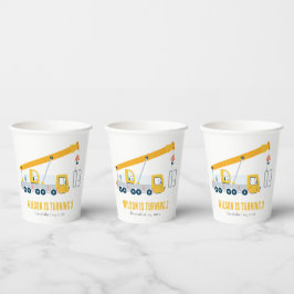 Vasos De Papel Crane Cruck Vehículo de Construcción Niños Cumplea