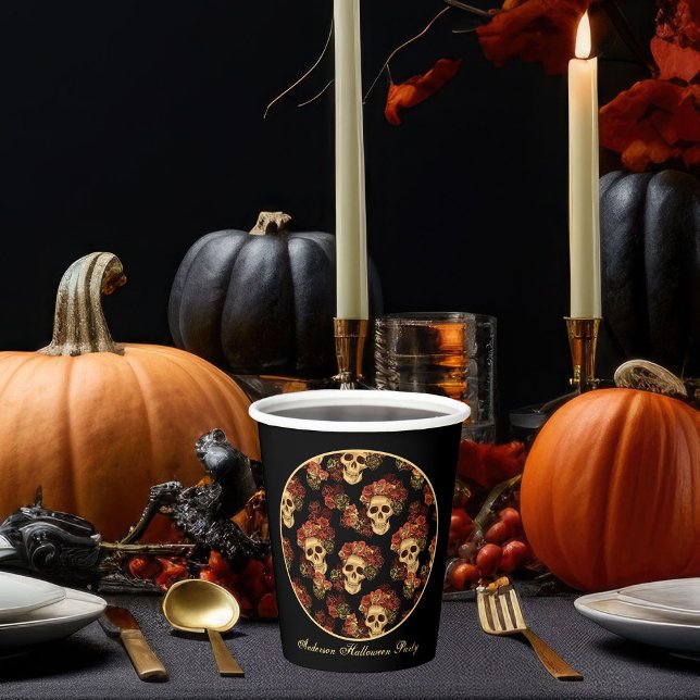 Vasos De Papel Cráneo gótico Partido Halloween de la Cruz Roja Ne (Subido por el creador)