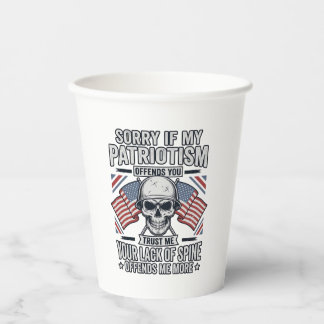 Vasos De Papel Cráneo Patriótico Grabado Vintage Cita Vector Des