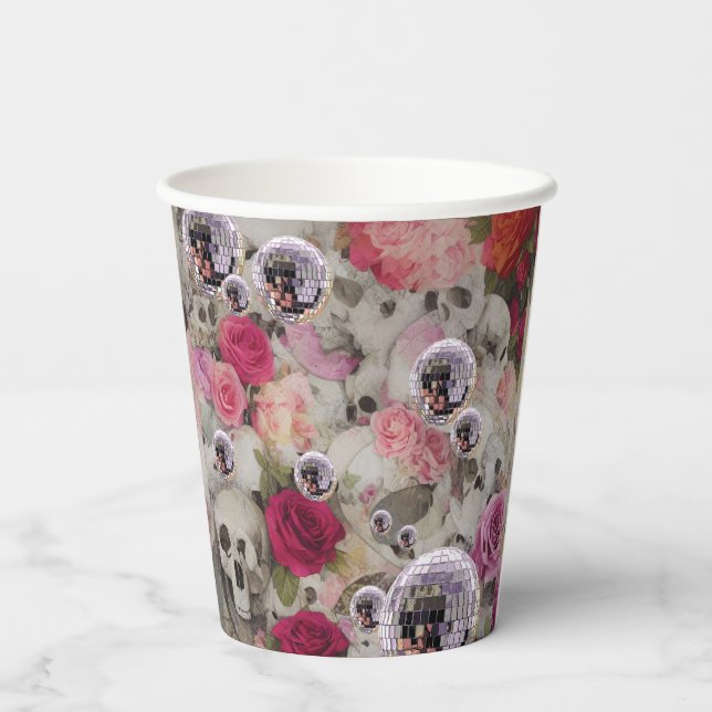 Vasos De Papel Cránulos de bola y Rosas (Reverso )