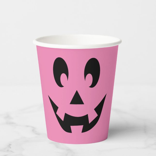 Vasos De Papel Crazy Pink Jack O'Lantern (Anverso)