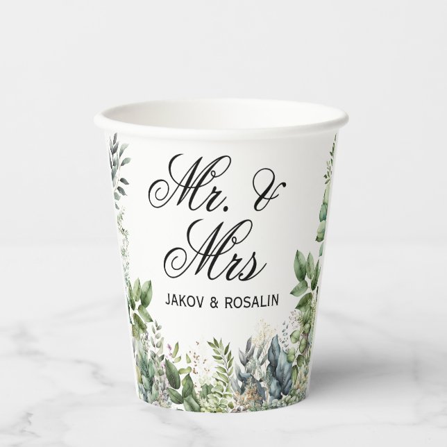 Vasos De Papel Crea tu propia eucalipto de boda (Anverso)
