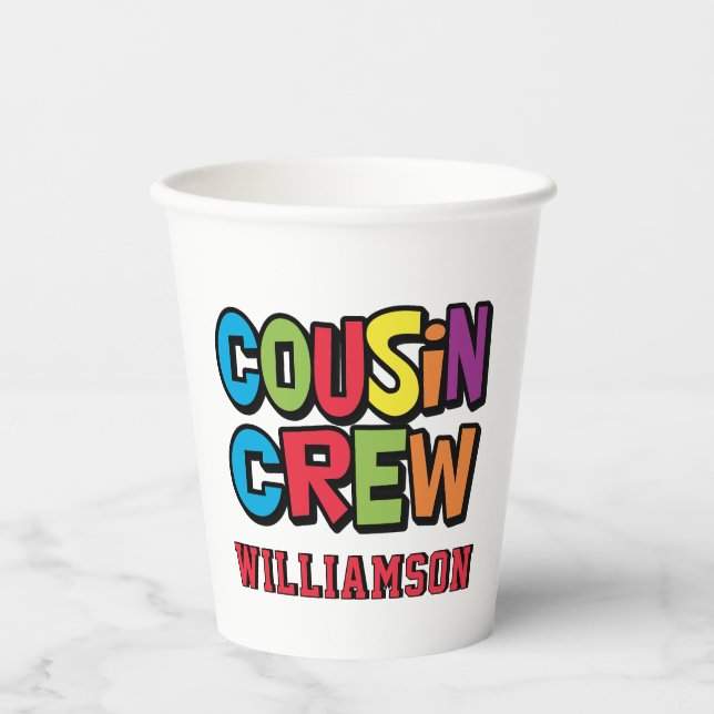 Vasos De Papel Crea tu propia tripulación de primos para la reuni (Anverso)