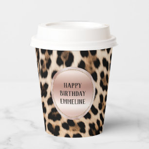 Vasos De Papel Cream Black Brown Leopardo Rubor Pink