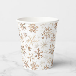 Vasos De Papel Cream White Snowflakes Christmas