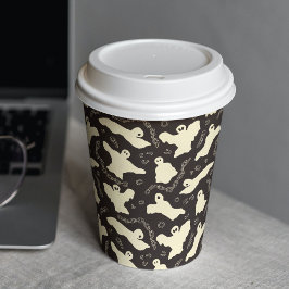 Vasos De Papel Creamy Ghosts - Patrón de Halloween.