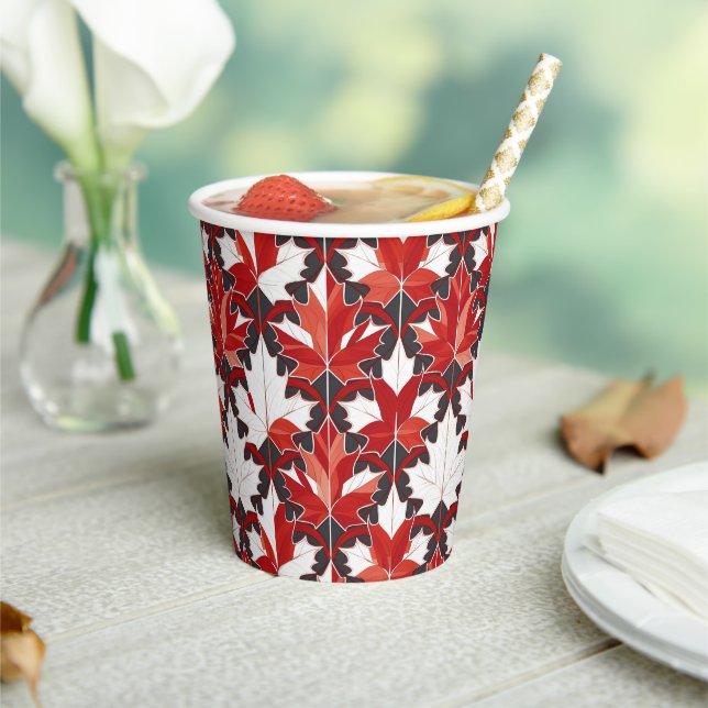 Vasos De Papel Creative Canadian Maple Leaf Pattern ID1072 (in situ)