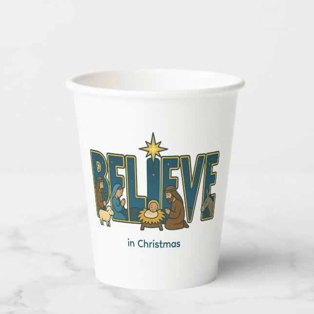 Vasos De Papel Creer natividad (Anverso)
