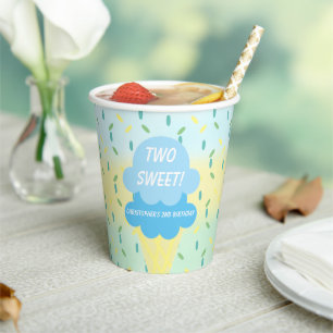 Vasos De Papel Crema de hielo 2º cumpleaños