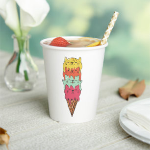 Vasos De Papel Crema de hielo de gato Kawaii Kittens