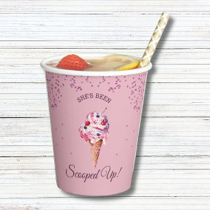 Vasos De Papel Crema de hielo Purpurina con escopeta rosa ducha d