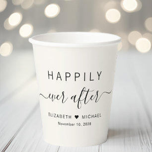 Vasos De Papel Crema Felices Para Siempre Boda