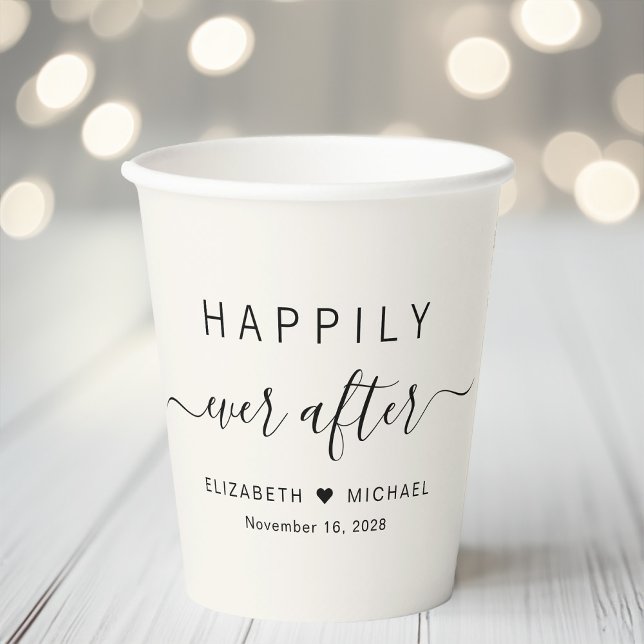 Vasos De Papel Crema Felices Para Siempre Boda (Subido por el creador)