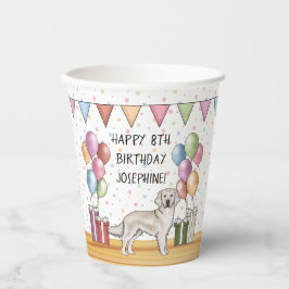 Vasos De Papel Crema inglesa Golden Retriever Colorful Birthday