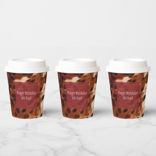 Vasos De Papel Crema occidental con Piel de vaca negro marrón (Multi)