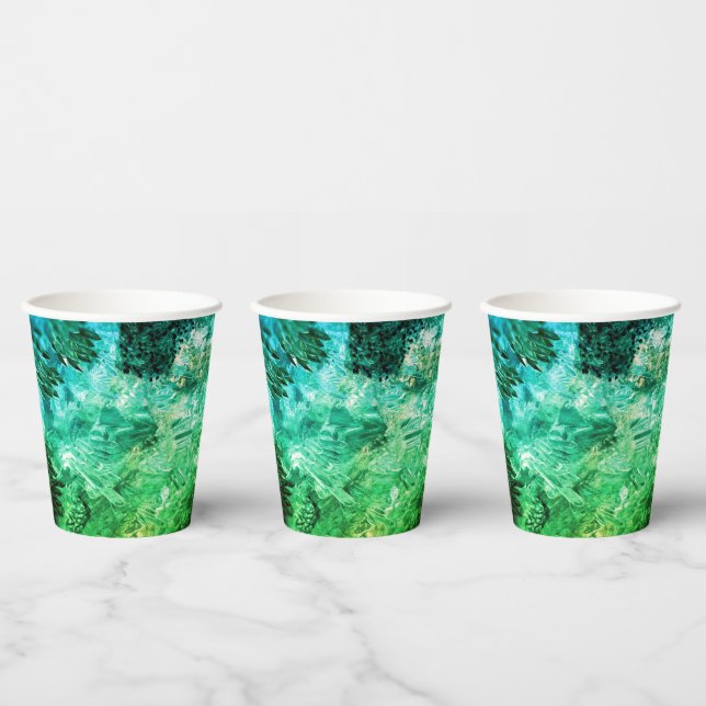 Vasos De Papel Cristales Verdes (Multi)